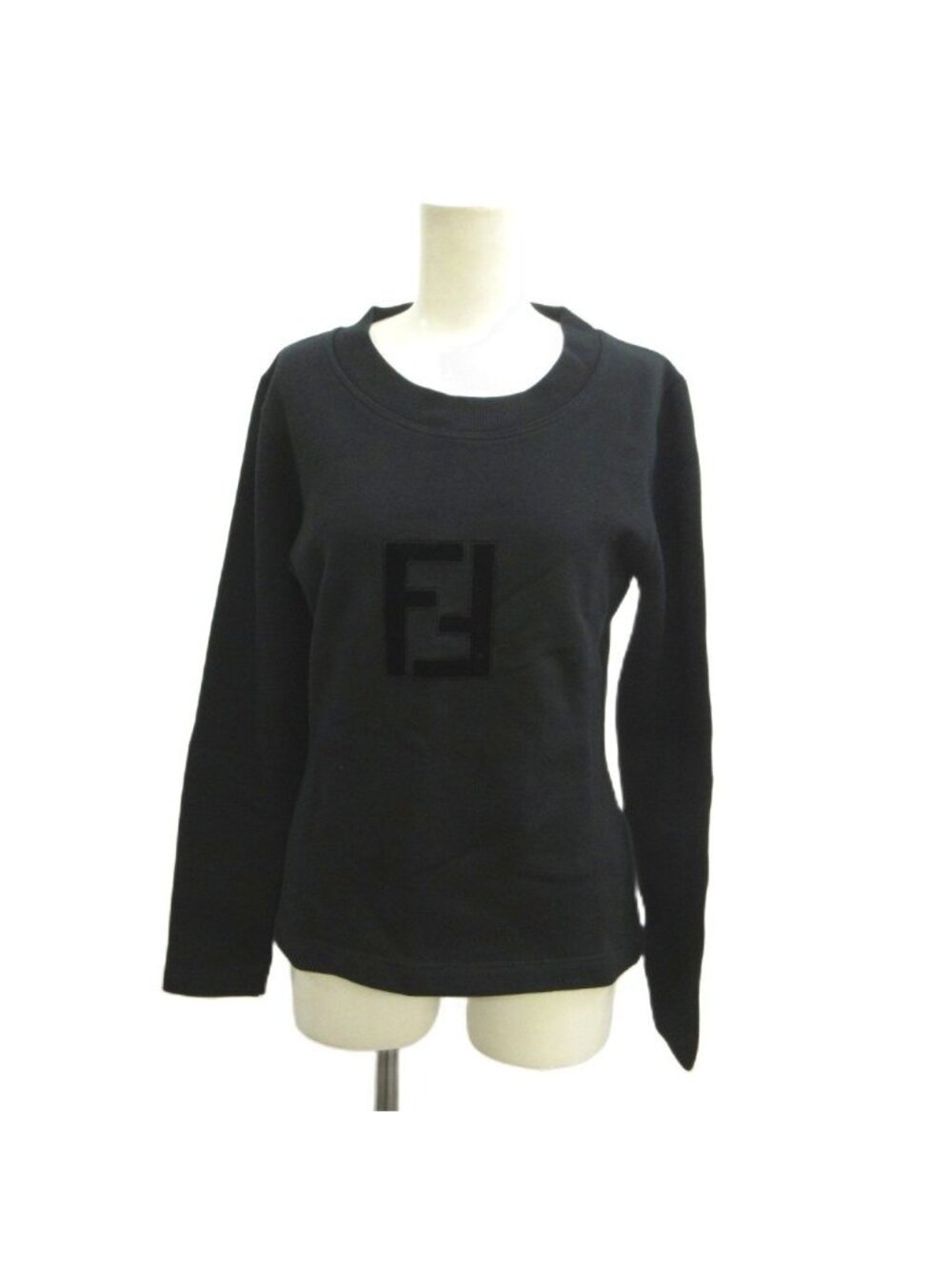 Fendi Sweatshirt Black Zucca Fleece Lining Velour Logo Top Vintage 40
